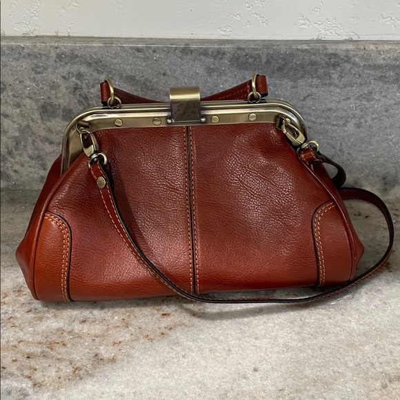 Gianni Conti Chestnut Leather Satchel with Gold Hardware - Picture 4 of 6